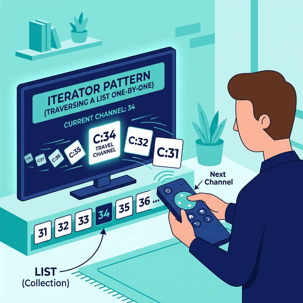 Iterator pattern: TV remote next channel